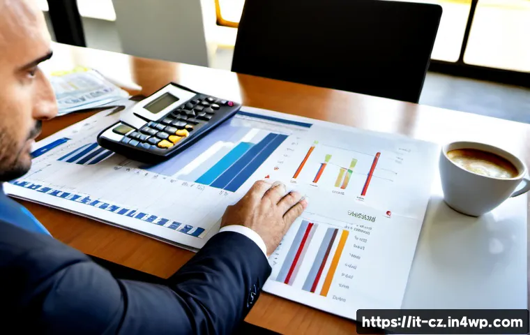 Home 18 사업 확장 시 고려해야 할 재무 요소 - Photorealistic Italian small business owner and financial advisor reviewing expansion plans at a bri...